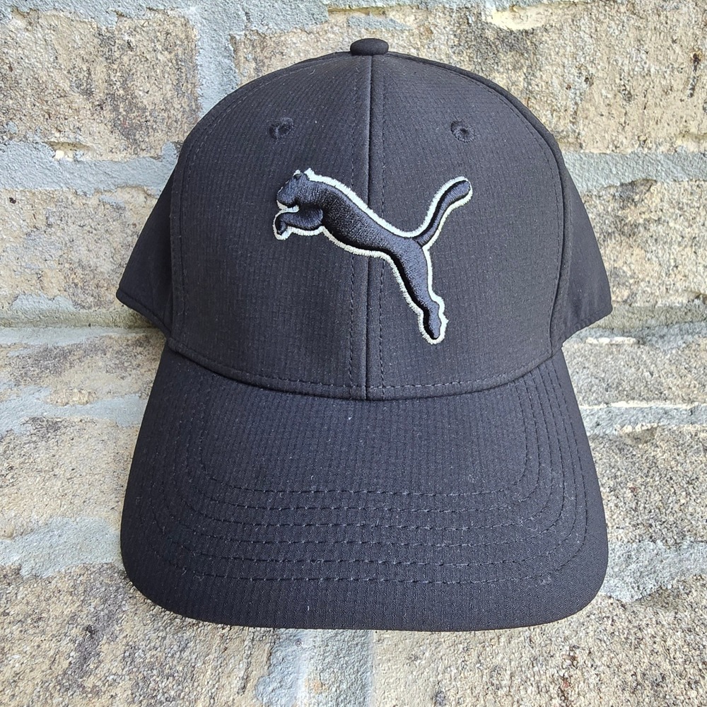 Puma Mens‎ Black Performance Baseball Cap Embroidered Cat Logo Hat L/XL